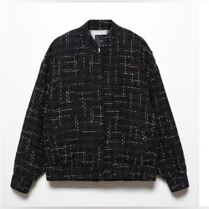Mango Dupla tweed Black and White Textured  bumper Jacket/ Size S ( over sized )